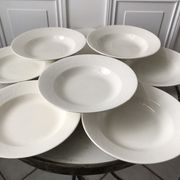 Set of 8 hollow plates Digoin Sarreguemines model Alphabet relief beige 40s