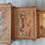 Malagasy marquetry trundle tables