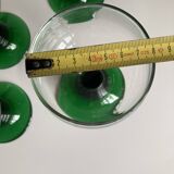 6 Verres à pied ondulés vert vintage