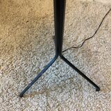 Living room lamp in metal and wicker, raffia lampshade 1950