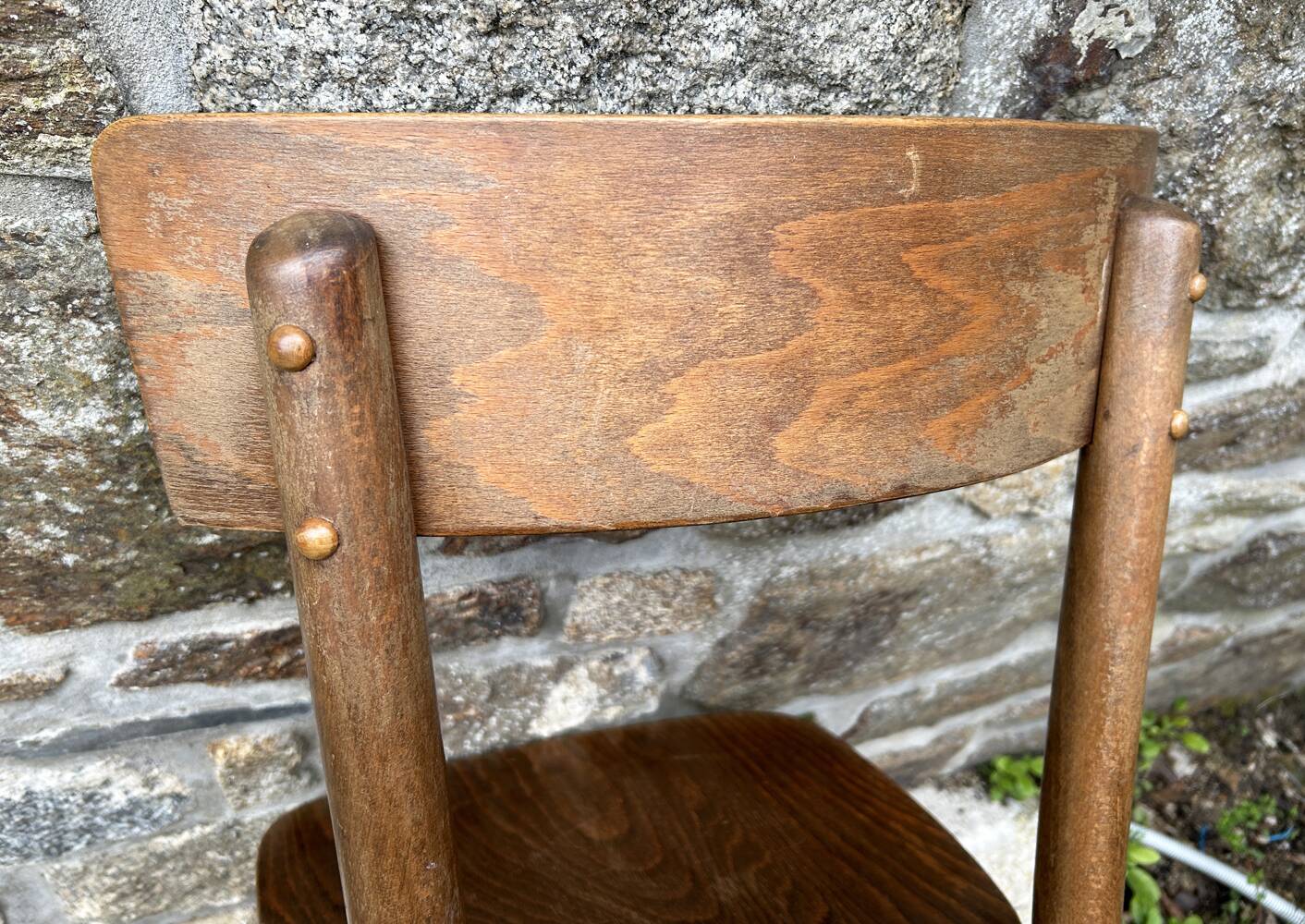 Set of 8 vintage bistro chairs, 50s, 60s, dark oak.