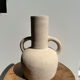Handmade terracotta vase painted in beige with double handles h:32 d:25