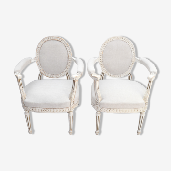 Antique gustavian swedish arm chairs 19th century