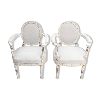 Anciens fauteuils suédois Gustaviens du 19ème siècle