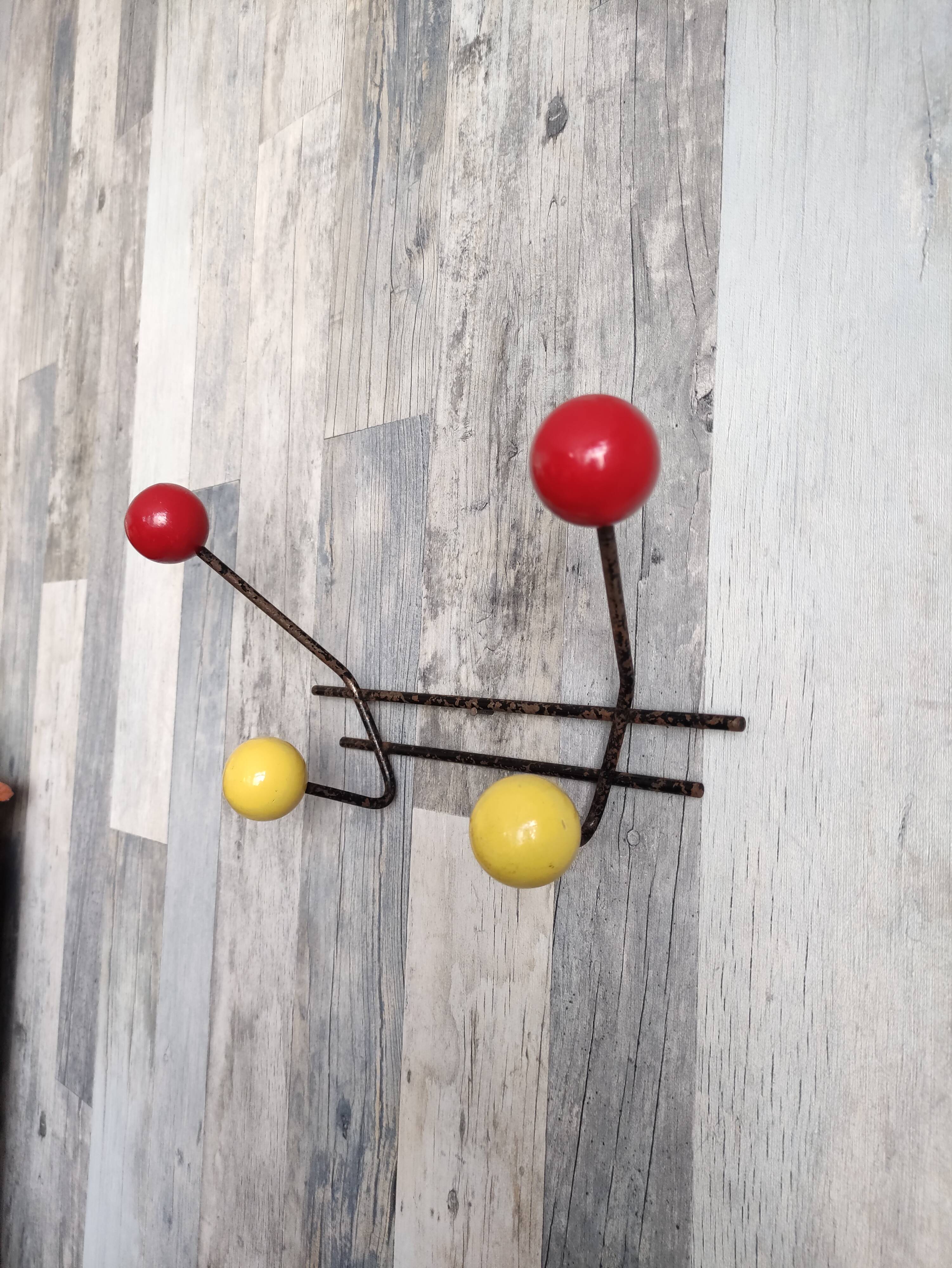 Vintage ball coat rack / colorful hook