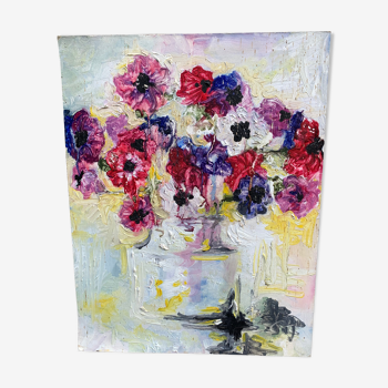 Tableau bouquet de fleurs ancien