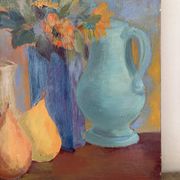 Still life with pears, oil on canvas signed Marina Gawlet.