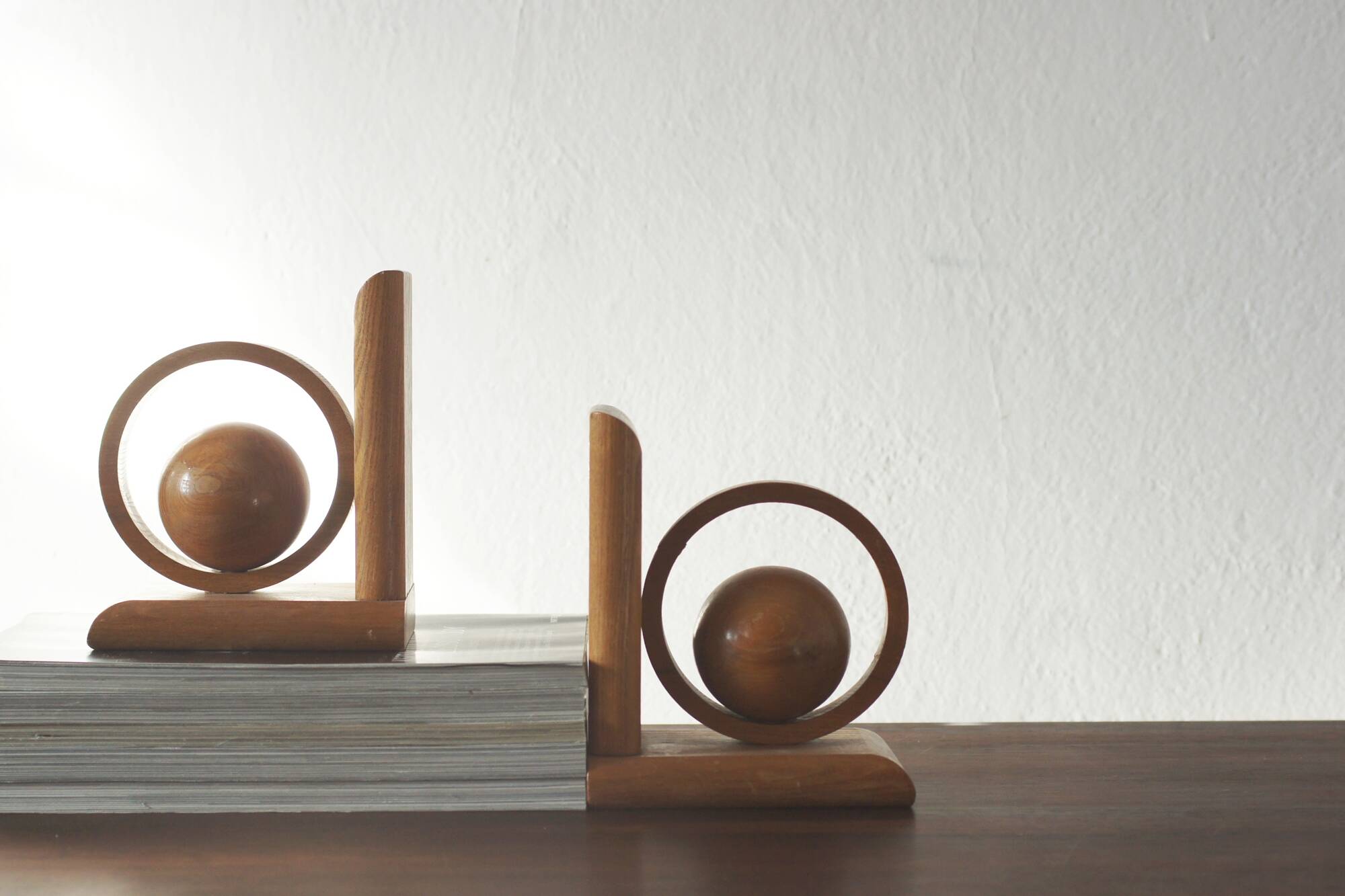 Mid-Century Modern Wooden Bookends, 1960s, Set of 2