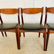 Danish vintage Arne Wahl Iversen teak and leather dining chairs model 26 - 1960s