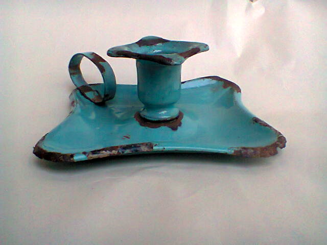 Candlestick enamelled "cellar rat"