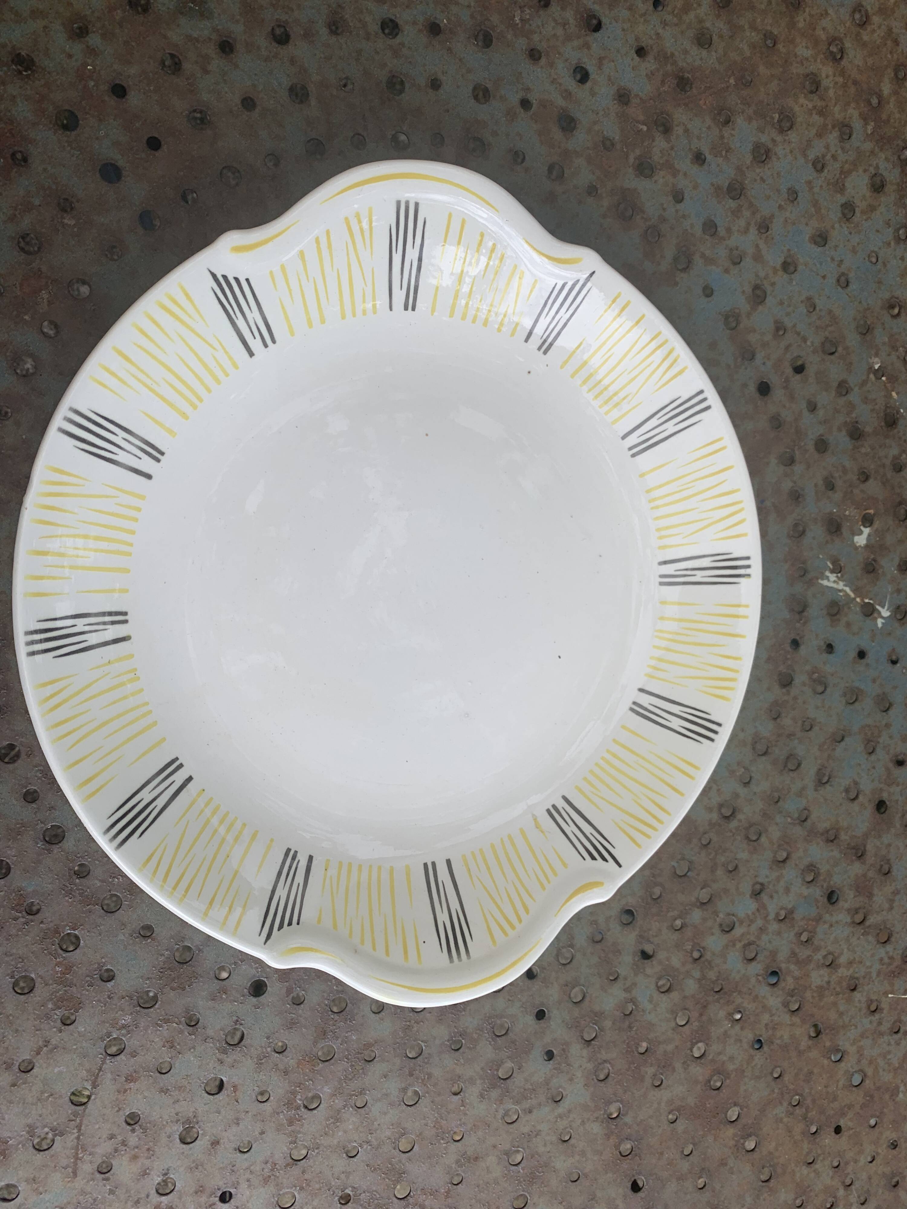 Plat à gâteaux en faïence Badonviller, FB 81, vintage et design