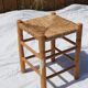 Low stool in wood and straw