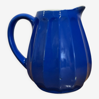 Blue earthenware pitcher