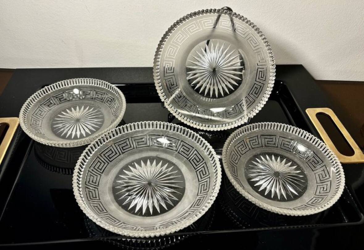 4 Baccarat plates in Greek key pattern 19th century