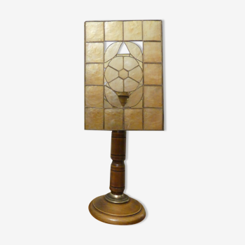 Mother-of-pearl and brass lamp