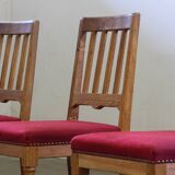 Vintage 1940s/50s Solid Oak Danish Farmhouse Chairs, Baroque style set of 4