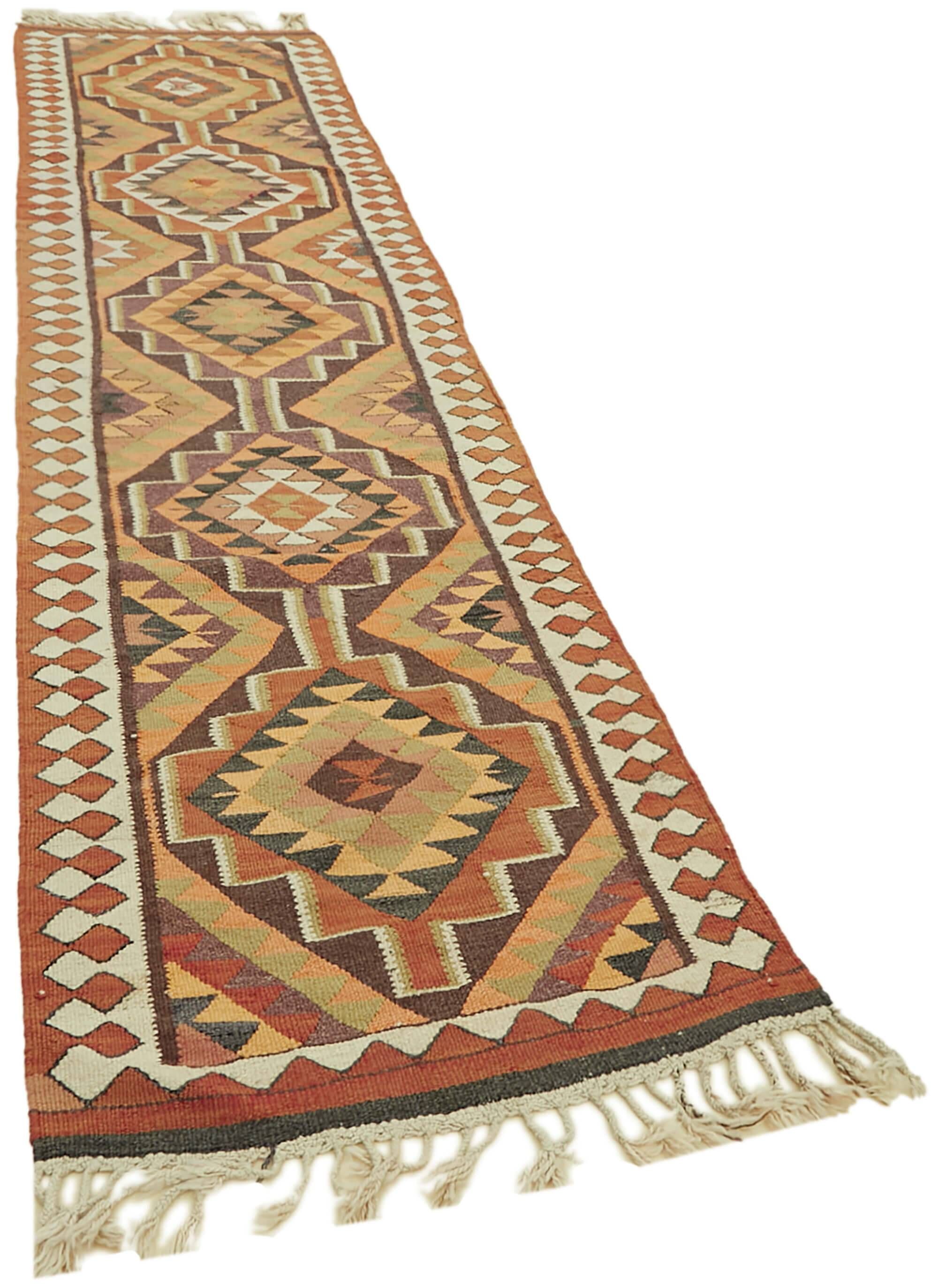 Turkish Handwoven Vintage Herki Kilim 86 cm x 340 cm