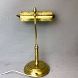 Lampe de table de bureau de banquier portugais en laiton 1940
