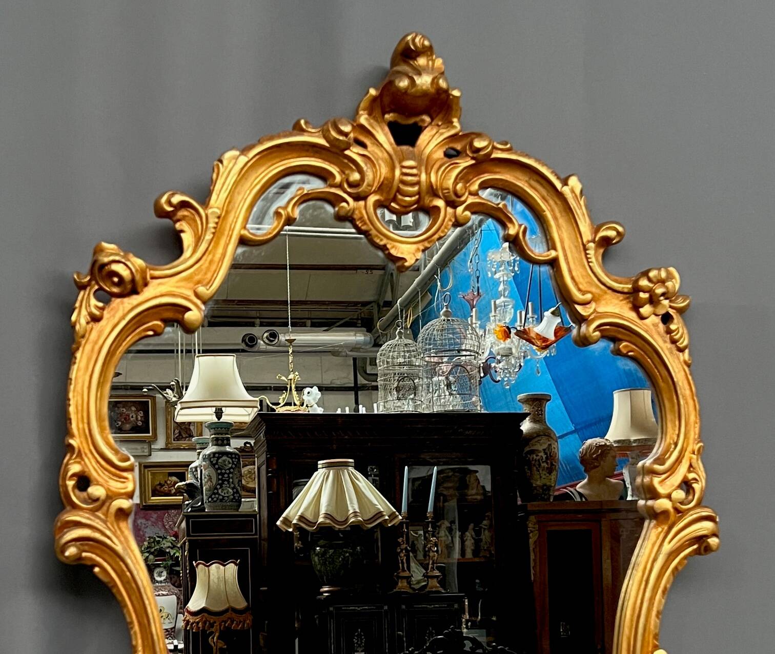 Golden mirror. Wood.