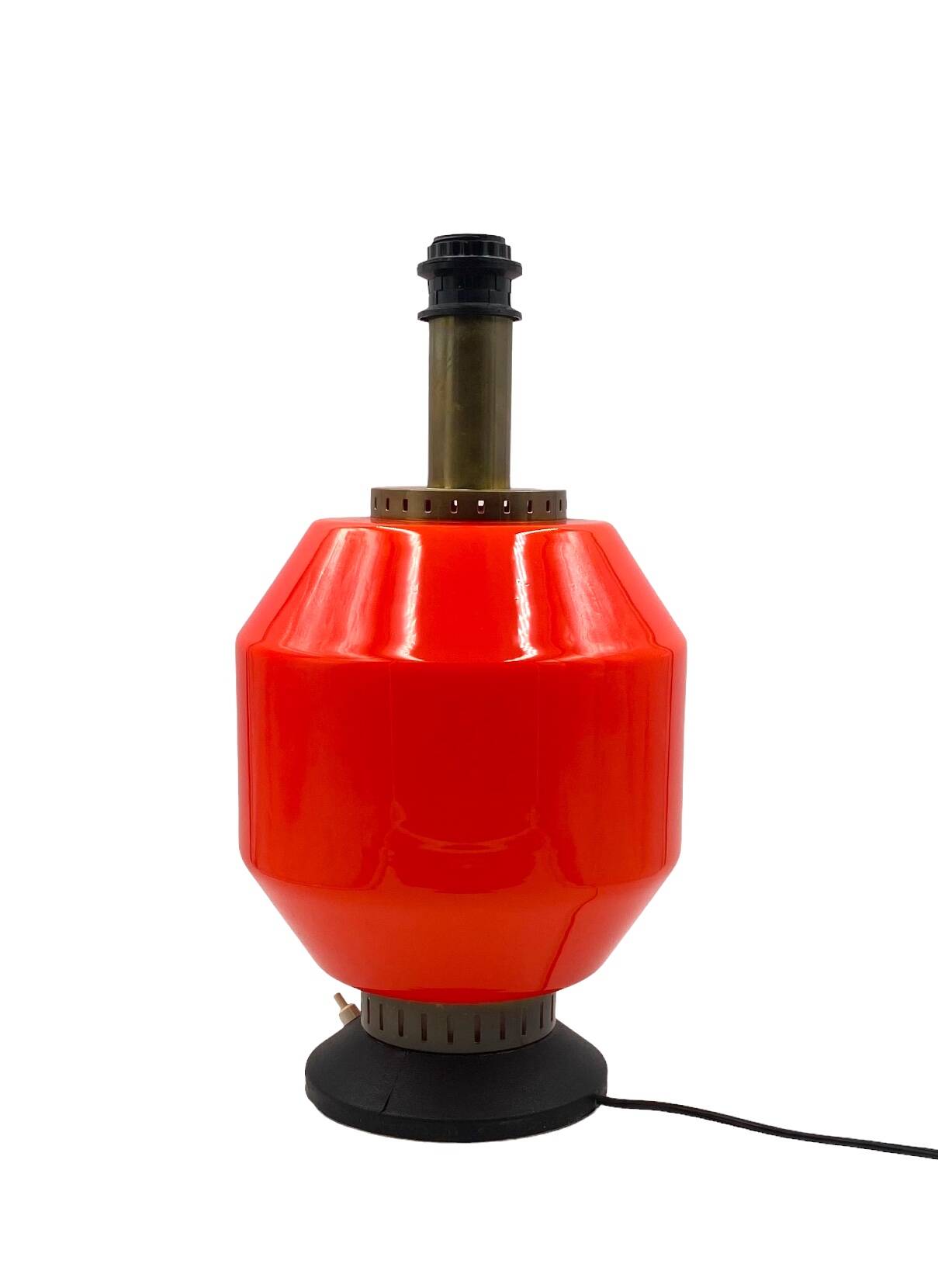 Space Age orange glass table lamp base, Italy 1960s