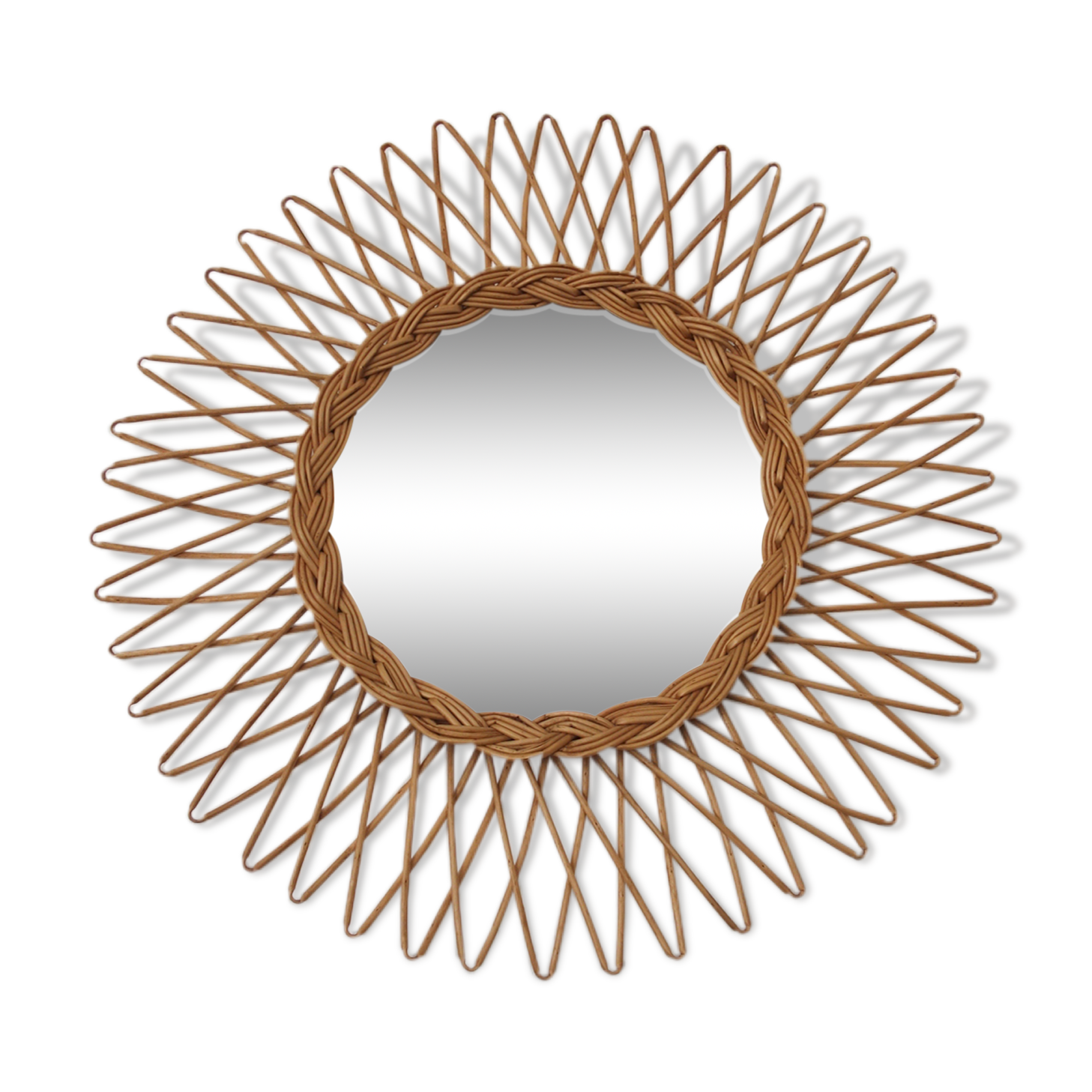 Rattan sun mirror 60s diameter 50cm