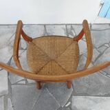 Fauteuil ancien en bois et paille