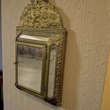 Wall cabinet / vintage mirror in gilded brass