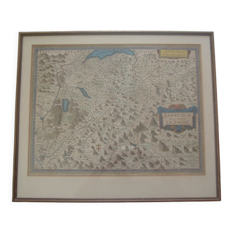 Map xvii duke of savoy sabaudia ducatus by hondius amsterdam, atlas mercator, framed, lake geneva