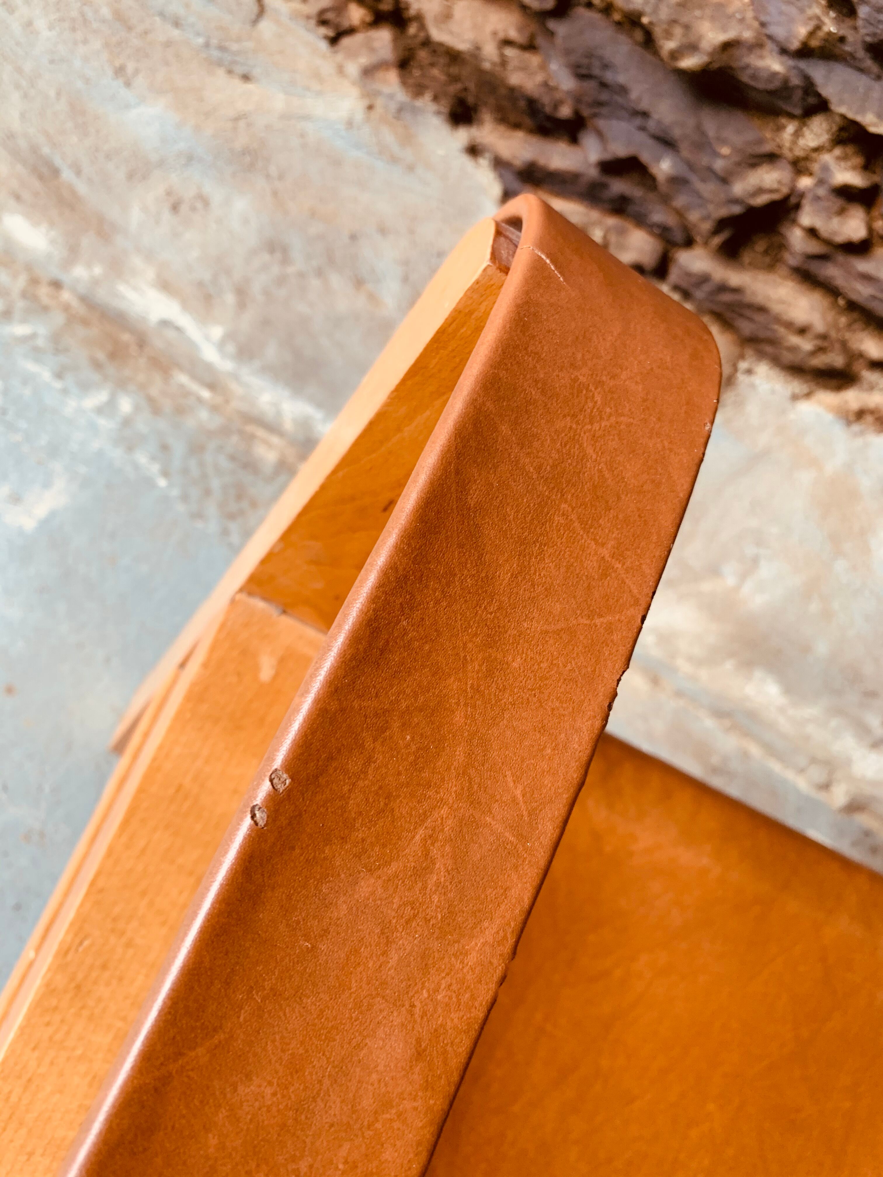 Safari armchair in wood and leather -1950's