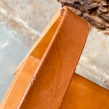 Safari armchair in wood and leather -1950's