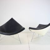 Set of Two Leather Original George Nelson Coconut Chairs, Vitra