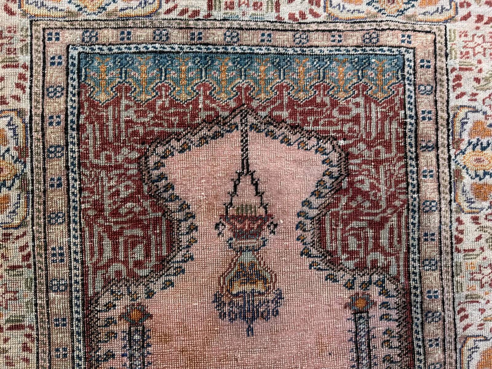 Turkish silk rug shabby vintage, 128x79cm tribal clearance 2510