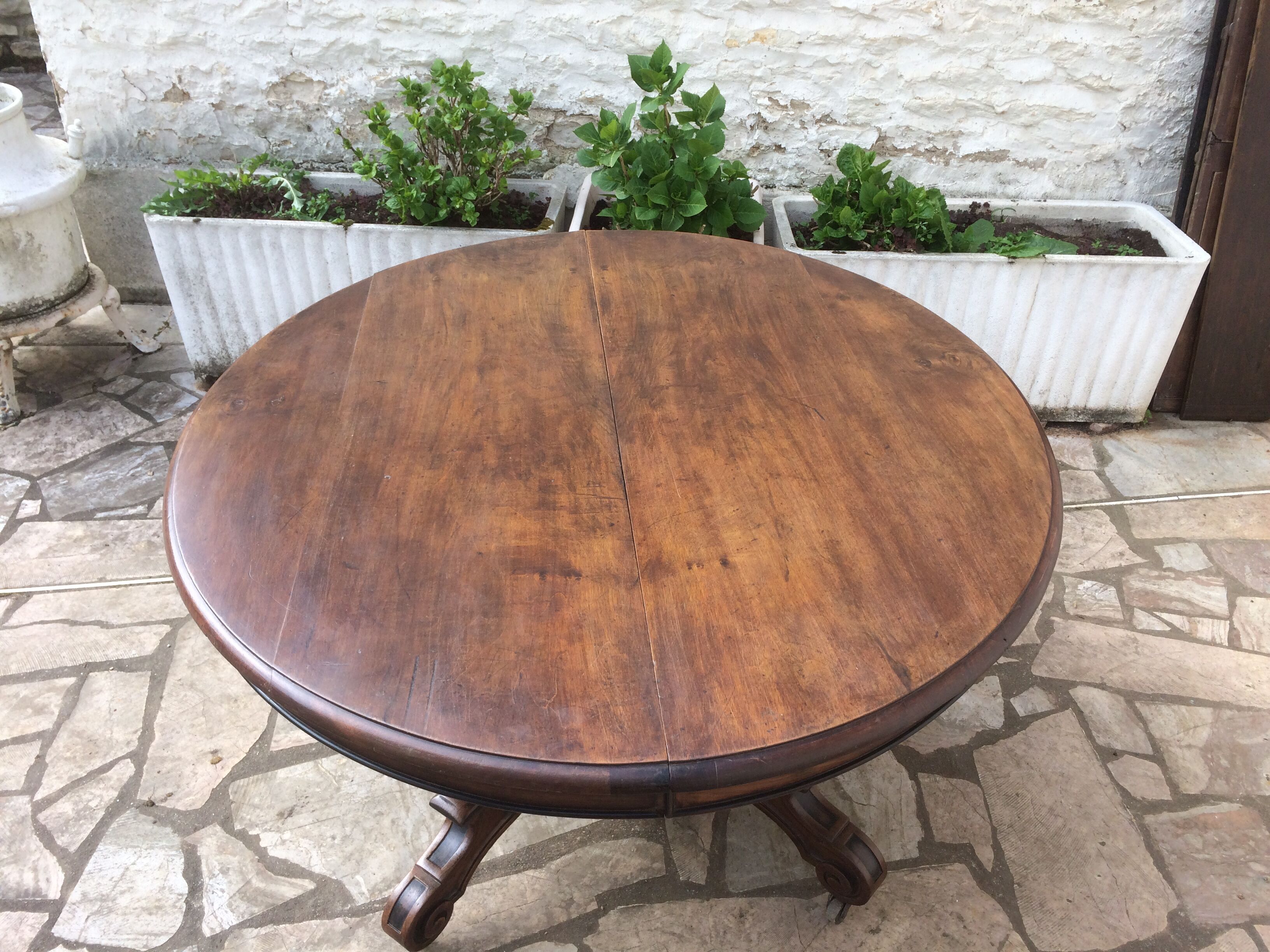 Oval table with walnut extensions Napoleon III era