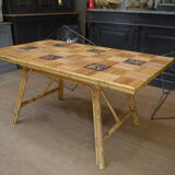 Rattan and ceramic table 1960