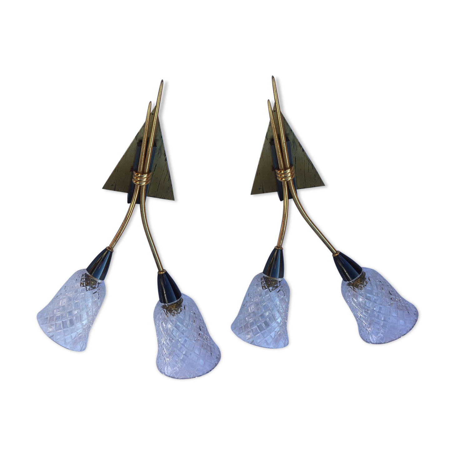 Vintage crystal wall lamps