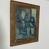 Original mid-century Swedish oil on panel – “Plant Pot” by Lennart Liljo – vintage & framed – 34 × 43 cm