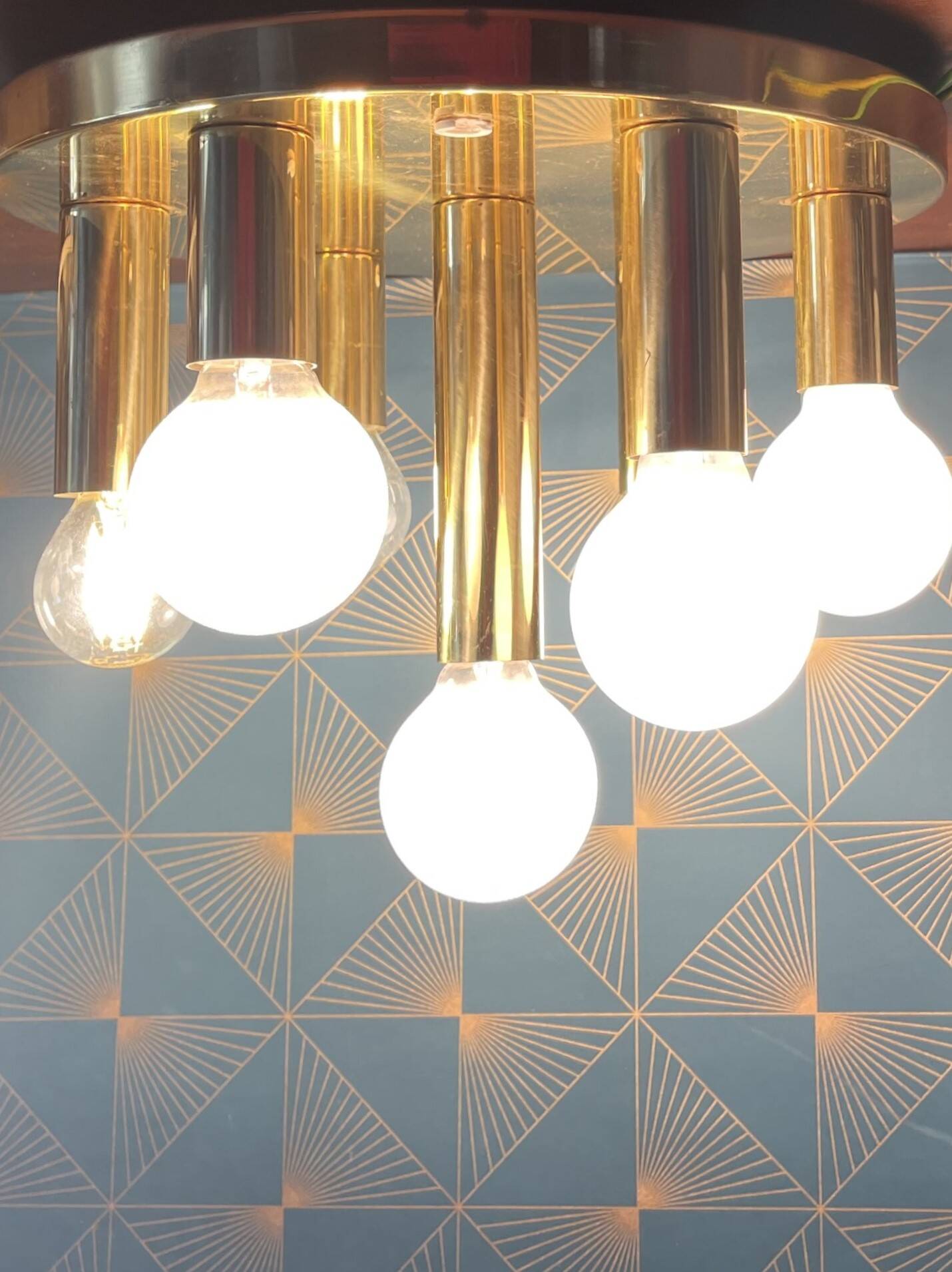 Suspension Art Déco laiton, par Sölken, 1970