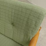 Pair of chalet style armchairs in green fabric