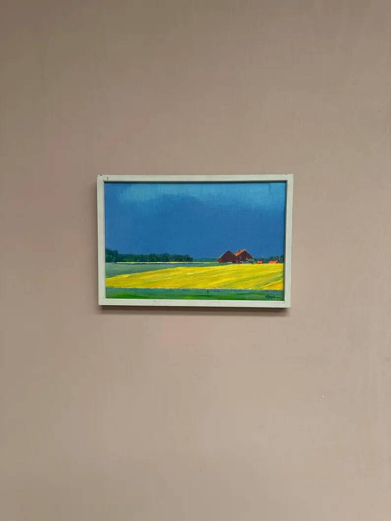 Original Swedish Oil on Canvas – "Approaching Storm" by Astrid Larje – Signed – Vintage and Framed – 43 × 30 cm (16.9" × 11.8")