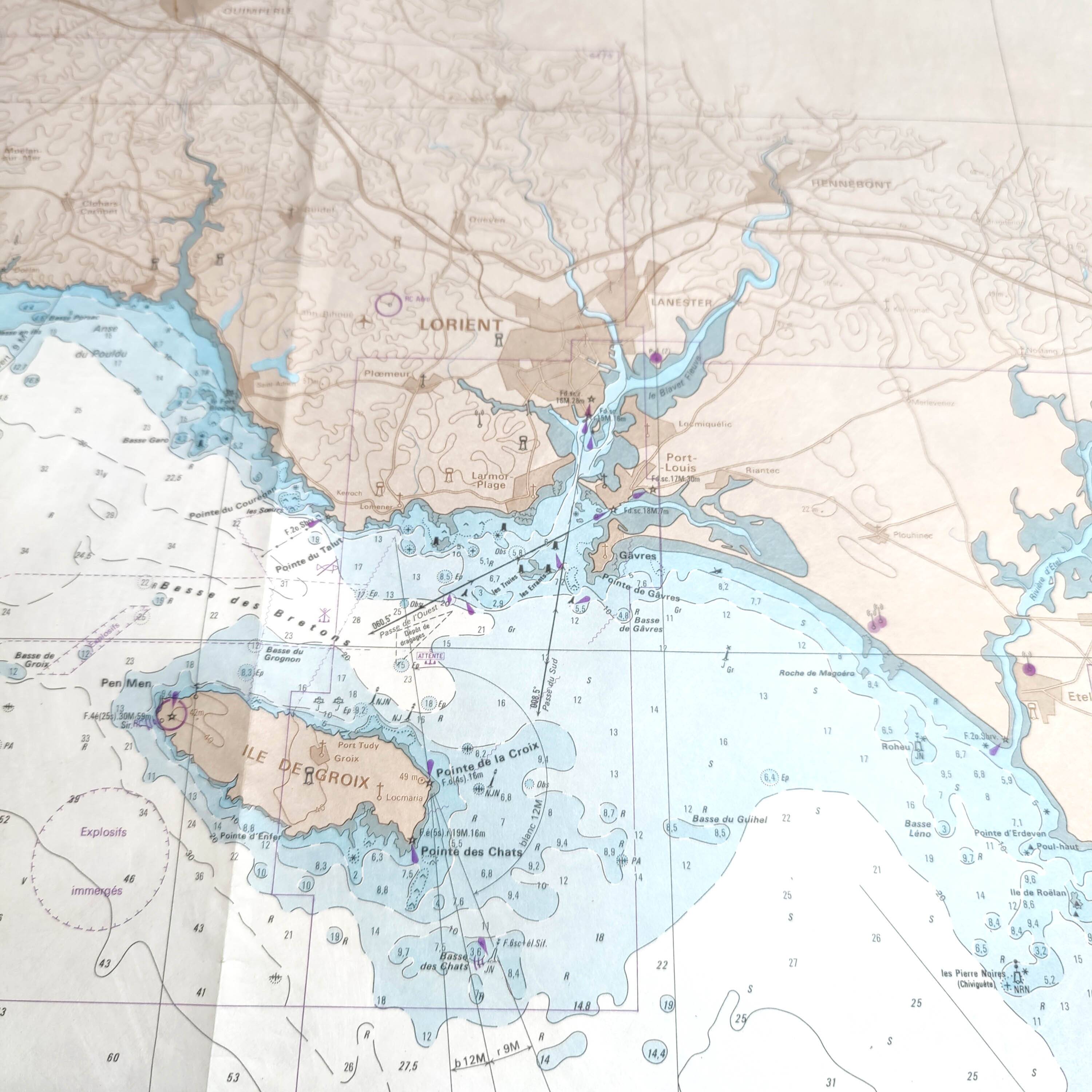 Map of Finistère and the Gulf of Morbihan, west coast of France, 1981