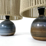 Pair of bedside lamps, rope blinds