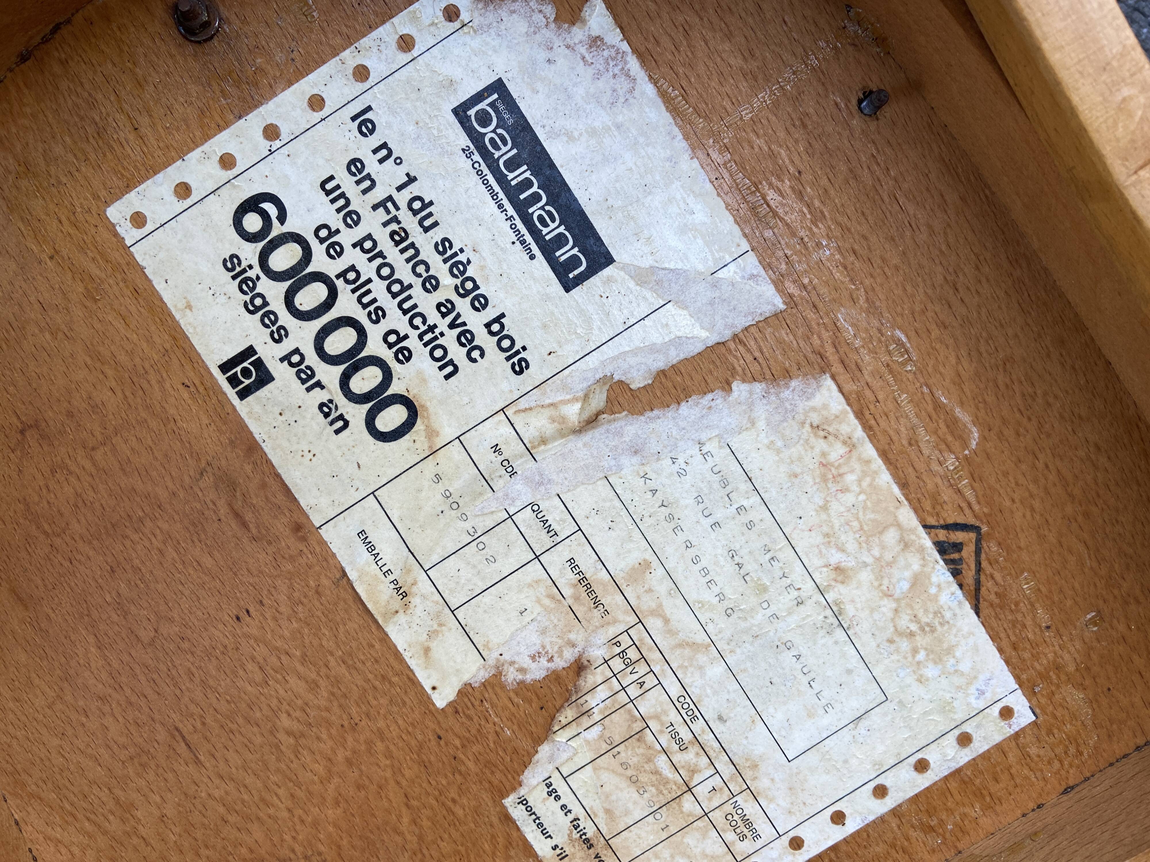 Set of 3 vintage chairs baumann 1960