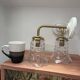 Pair of ceramic and glass wall sconces