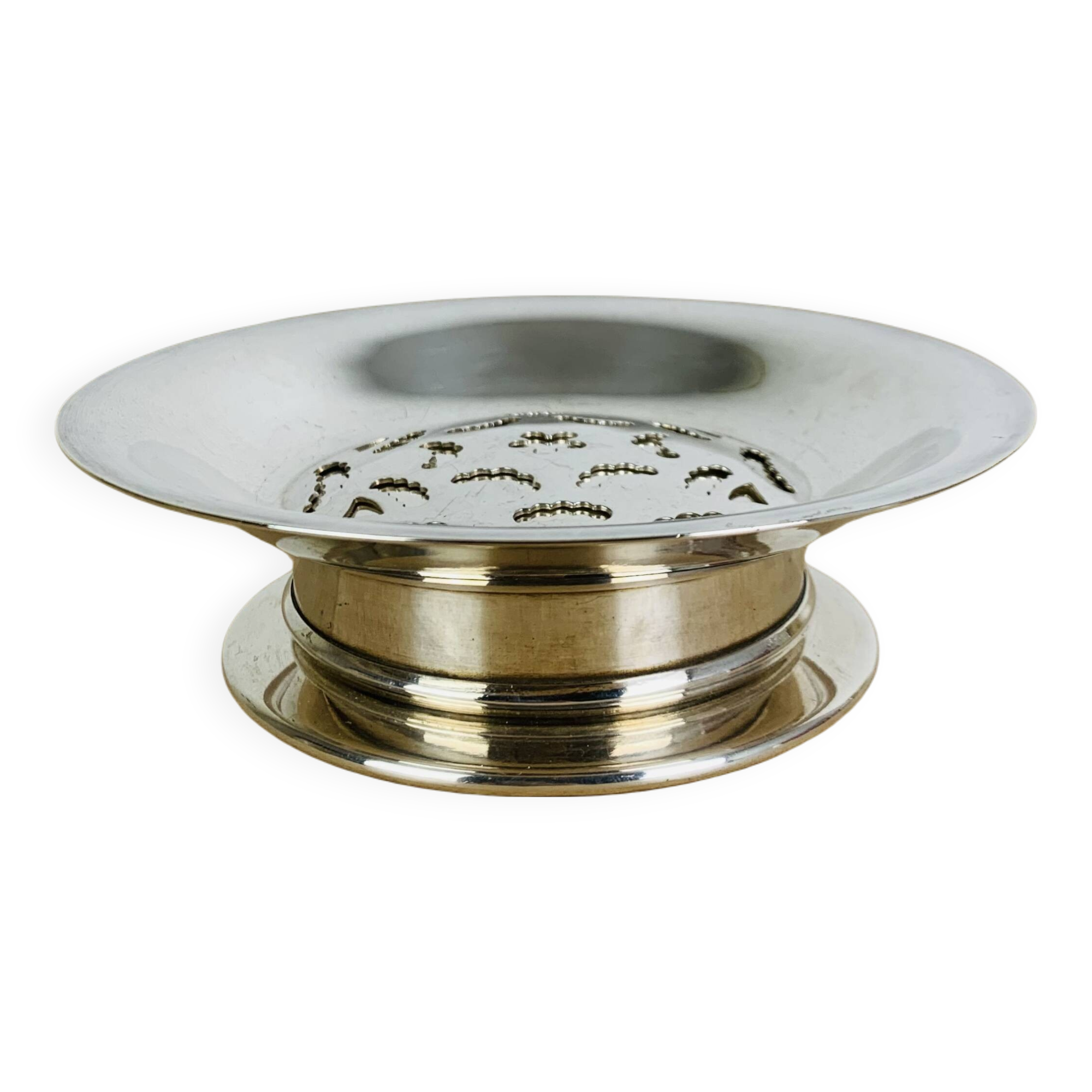 Coquillor silver metal butter dish