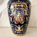 Earthenware vase from Gien with Renaissance decoration.