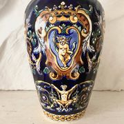 Earthenware vase from Gien with Renaissance decoration.