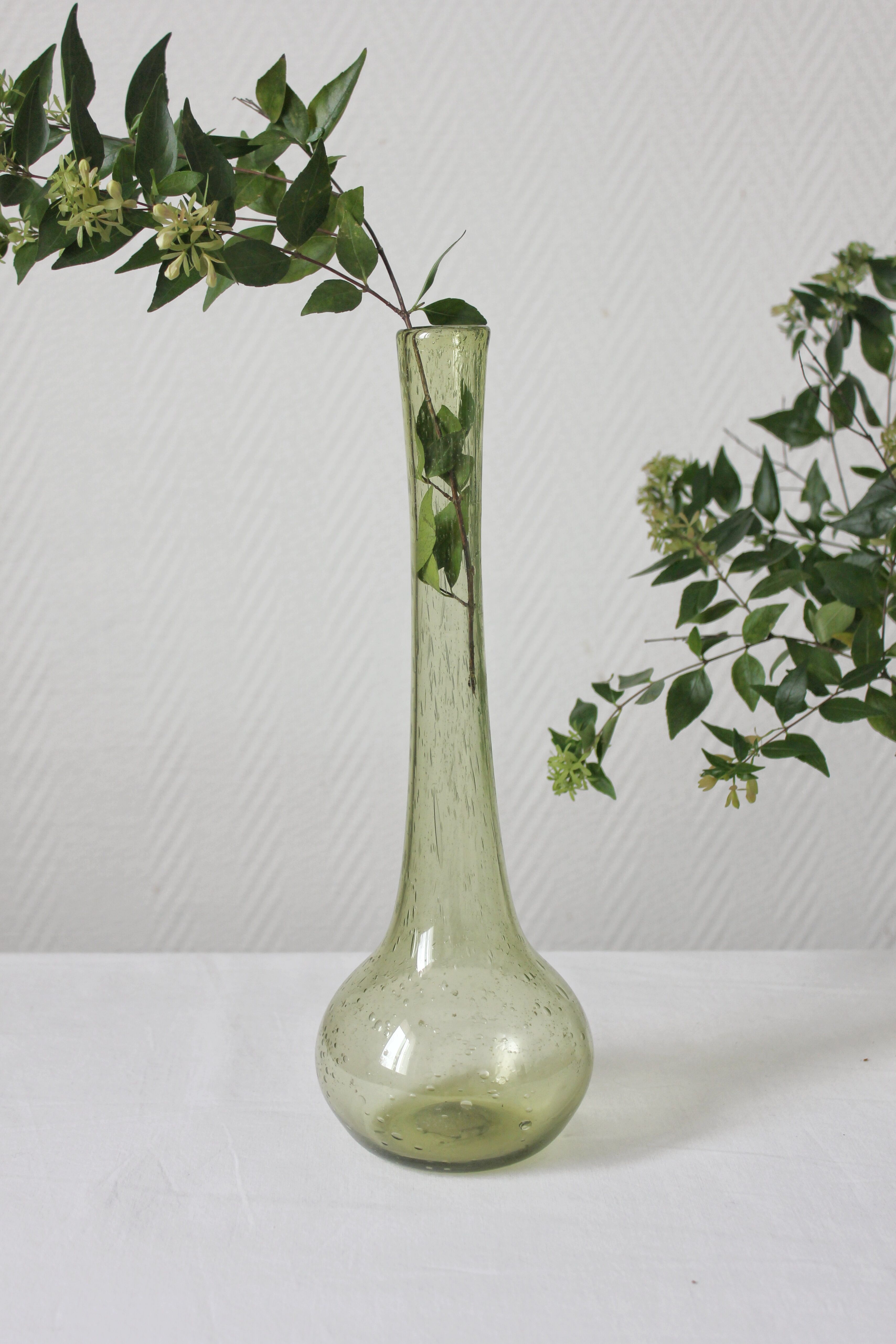 Vintage Biot bubble blown glass soliflore vase