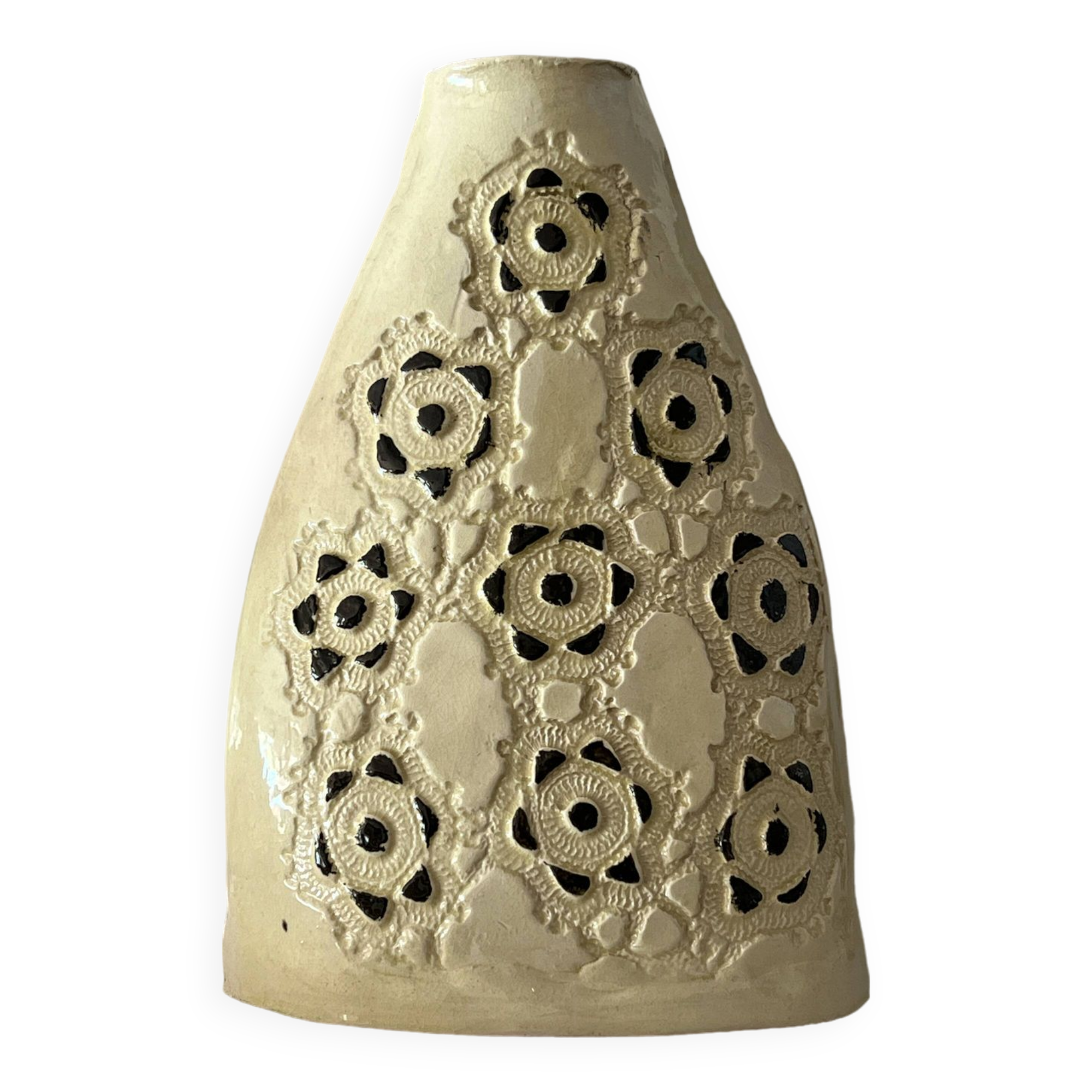 Handmade ceramic vase signed - vintage 20th century