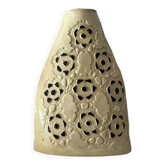 Vase en céramique fait main signé - vintage XXè siècle