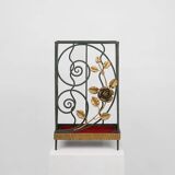 Art deco wrought iron umbrella stand with floral decoration, France ca. 1930